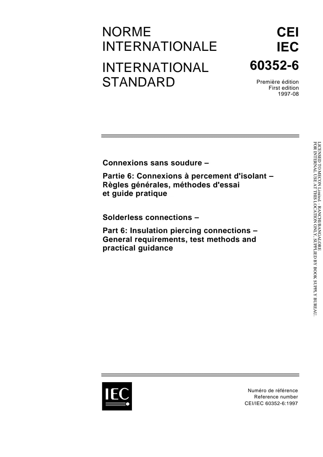 Первая страница стандарта IEC 60352-6:1997