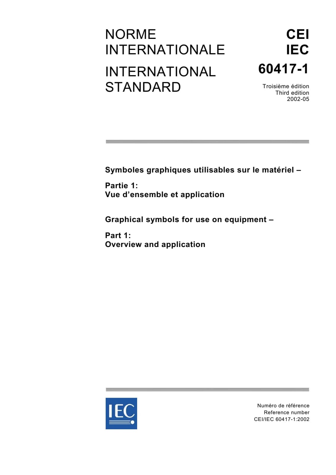 Первая страница стандарта IEC 60417-1:2002