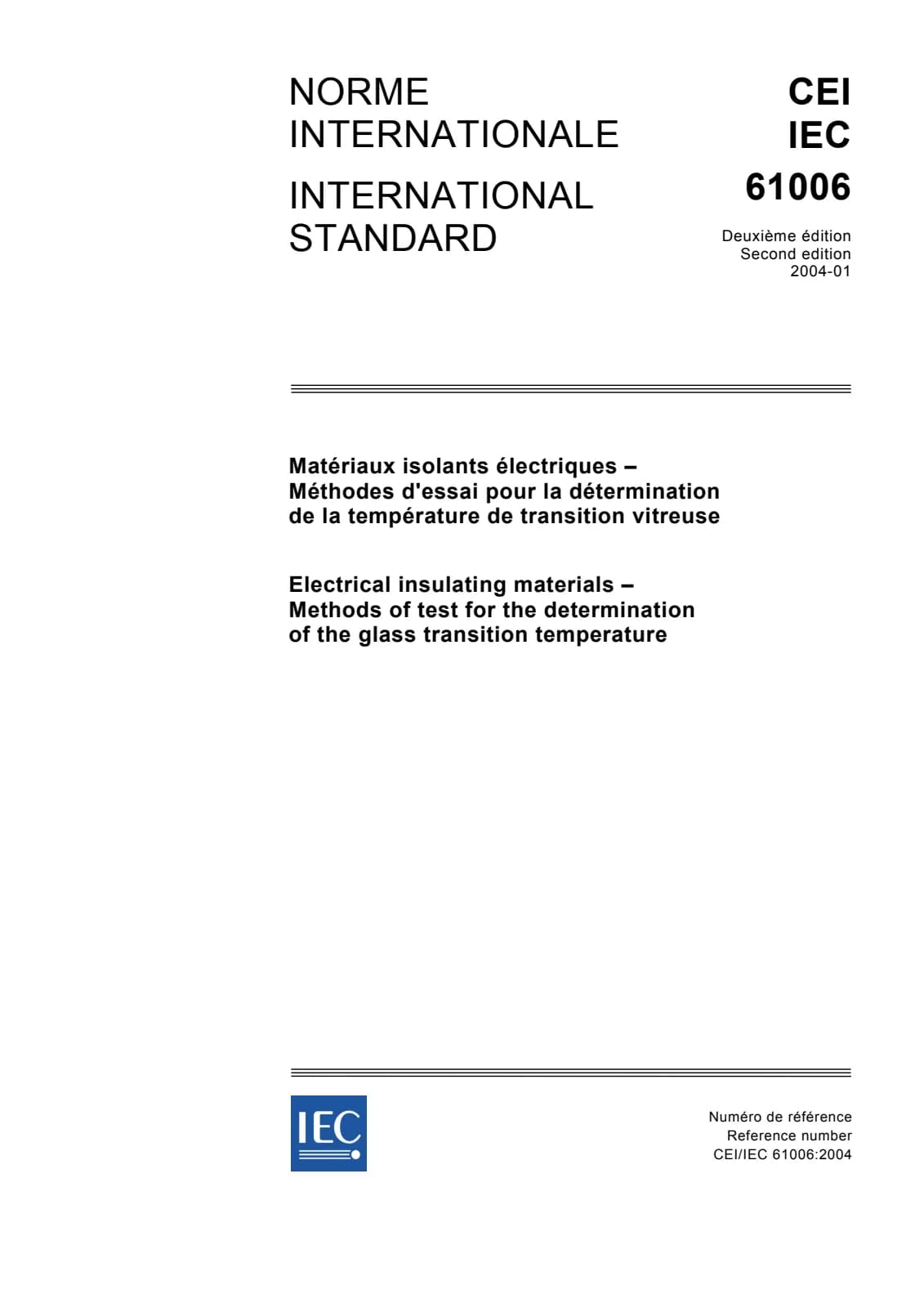 Первая страница стандарта IEC 61006:2004