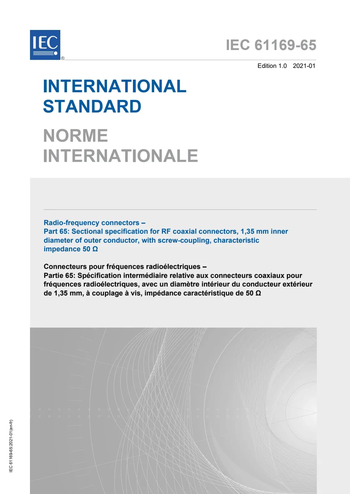 Первая страница стандарта IEC 61169-65:2021