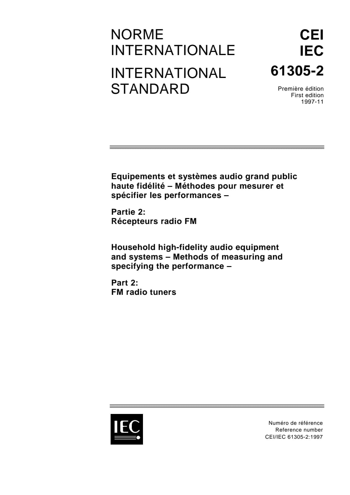 Первая страница стандарта IEC 61305-2:1997