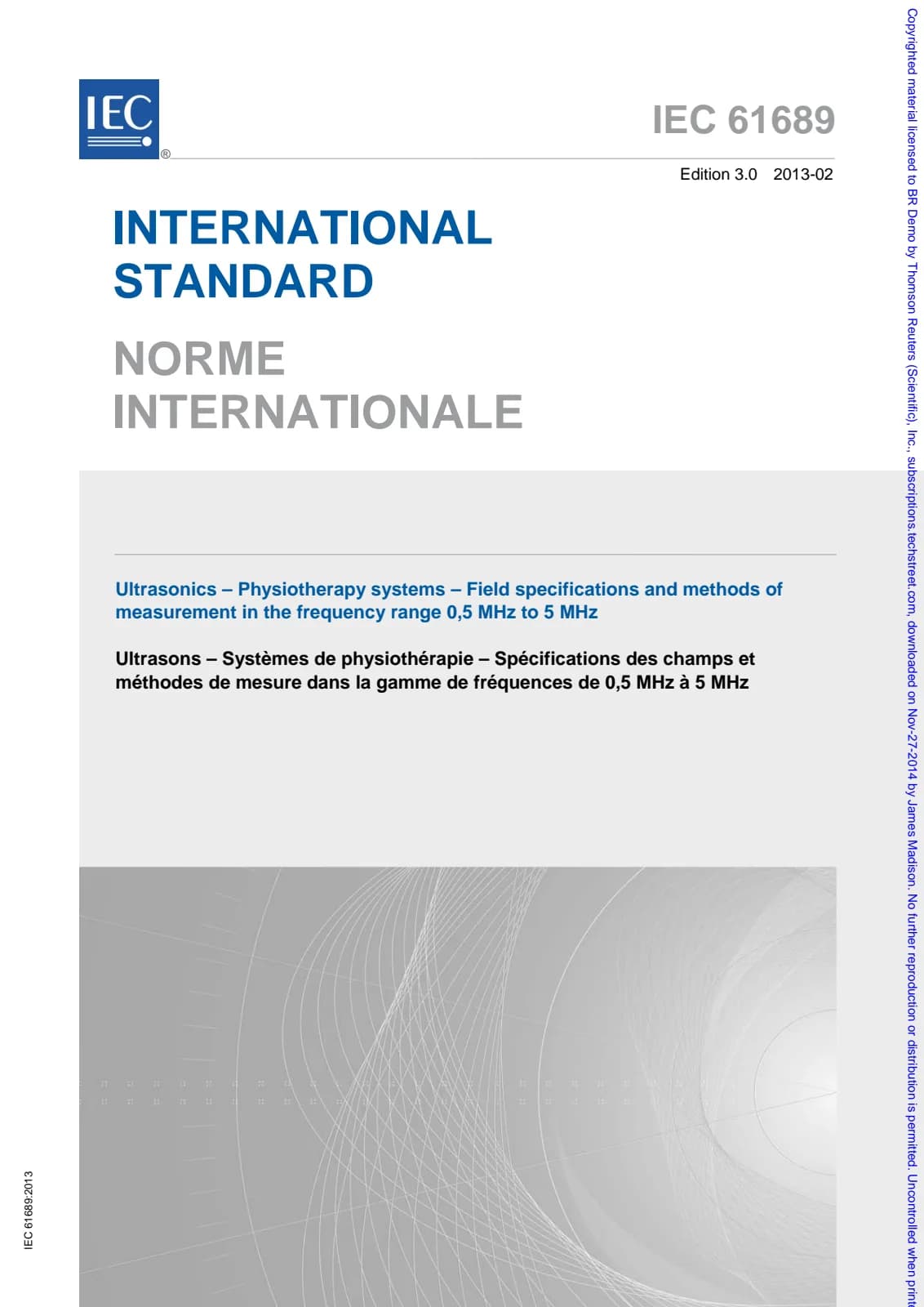 Первая страница стандарта IEC 61689:2013