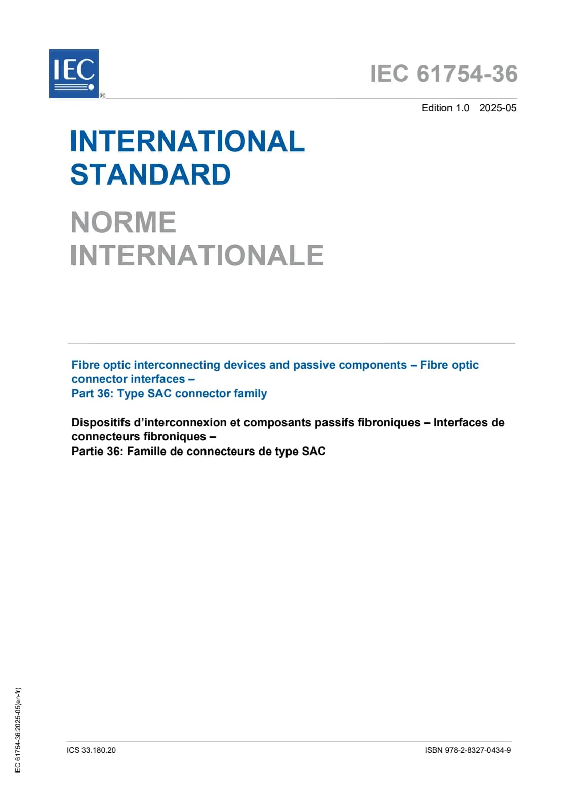 Первая страница стандарта IEC 61754-36:2025