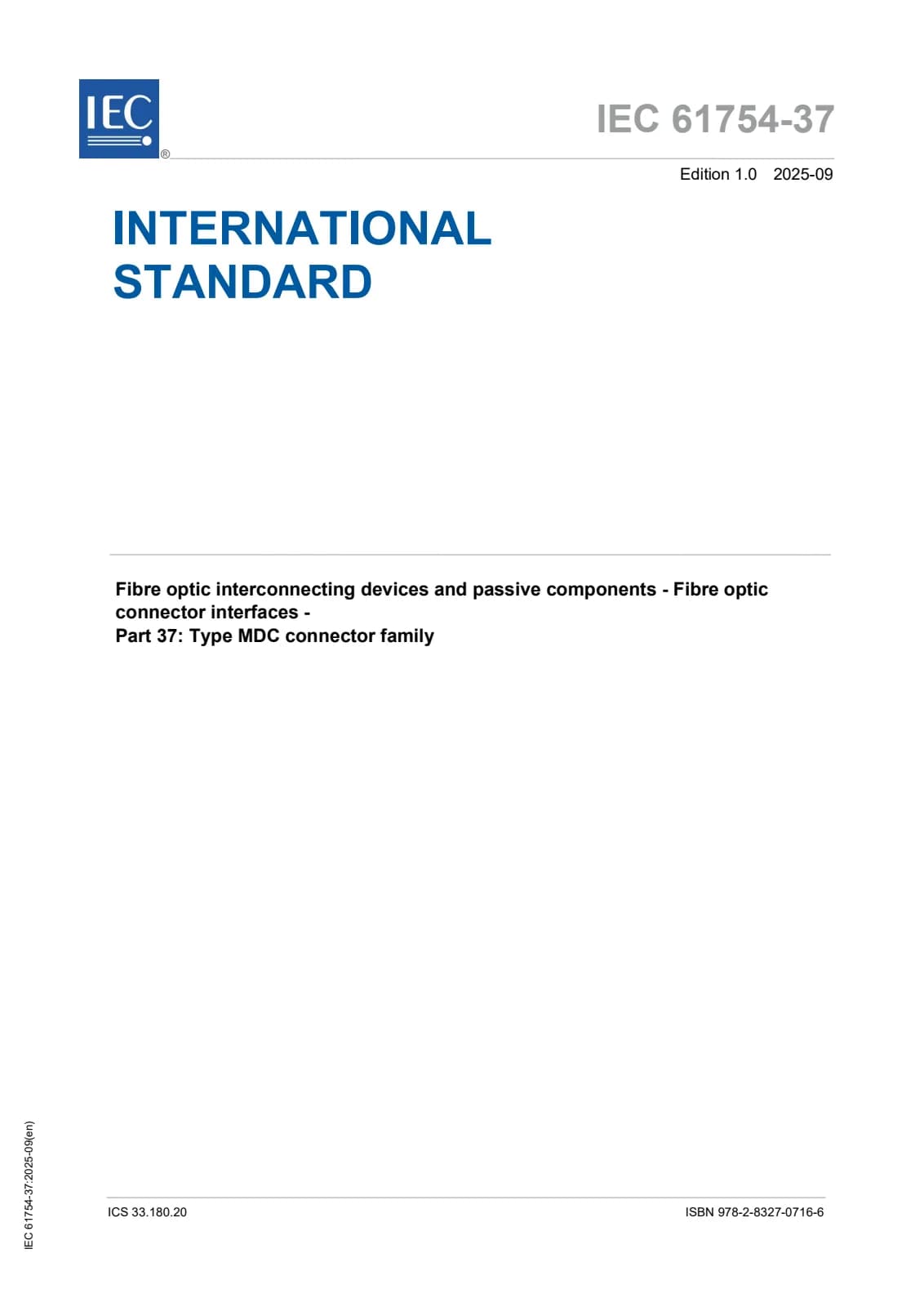 Первая страница стандарта IEC 61754-37:2025