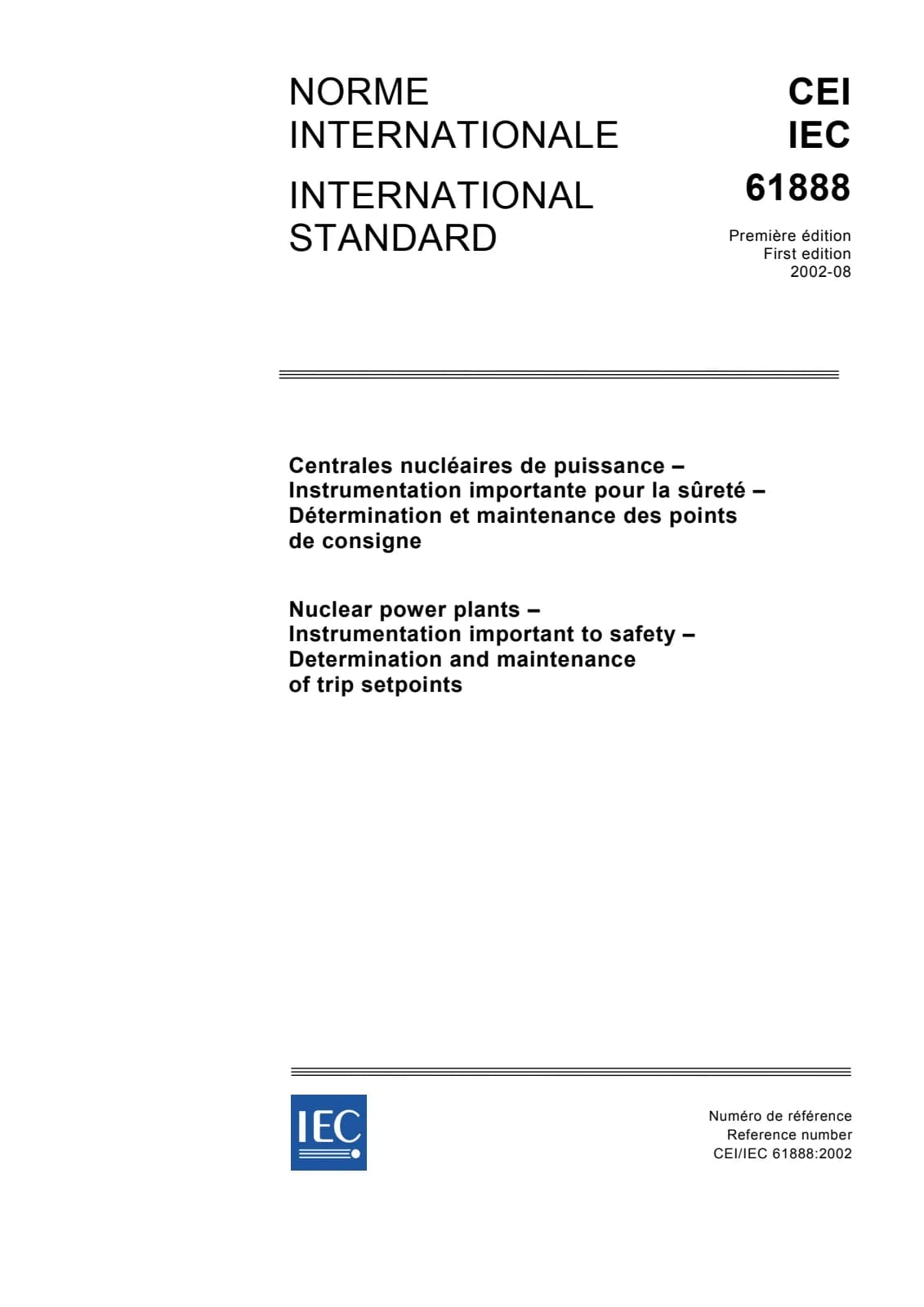 Первая страница стандарта IEC 61888:2002