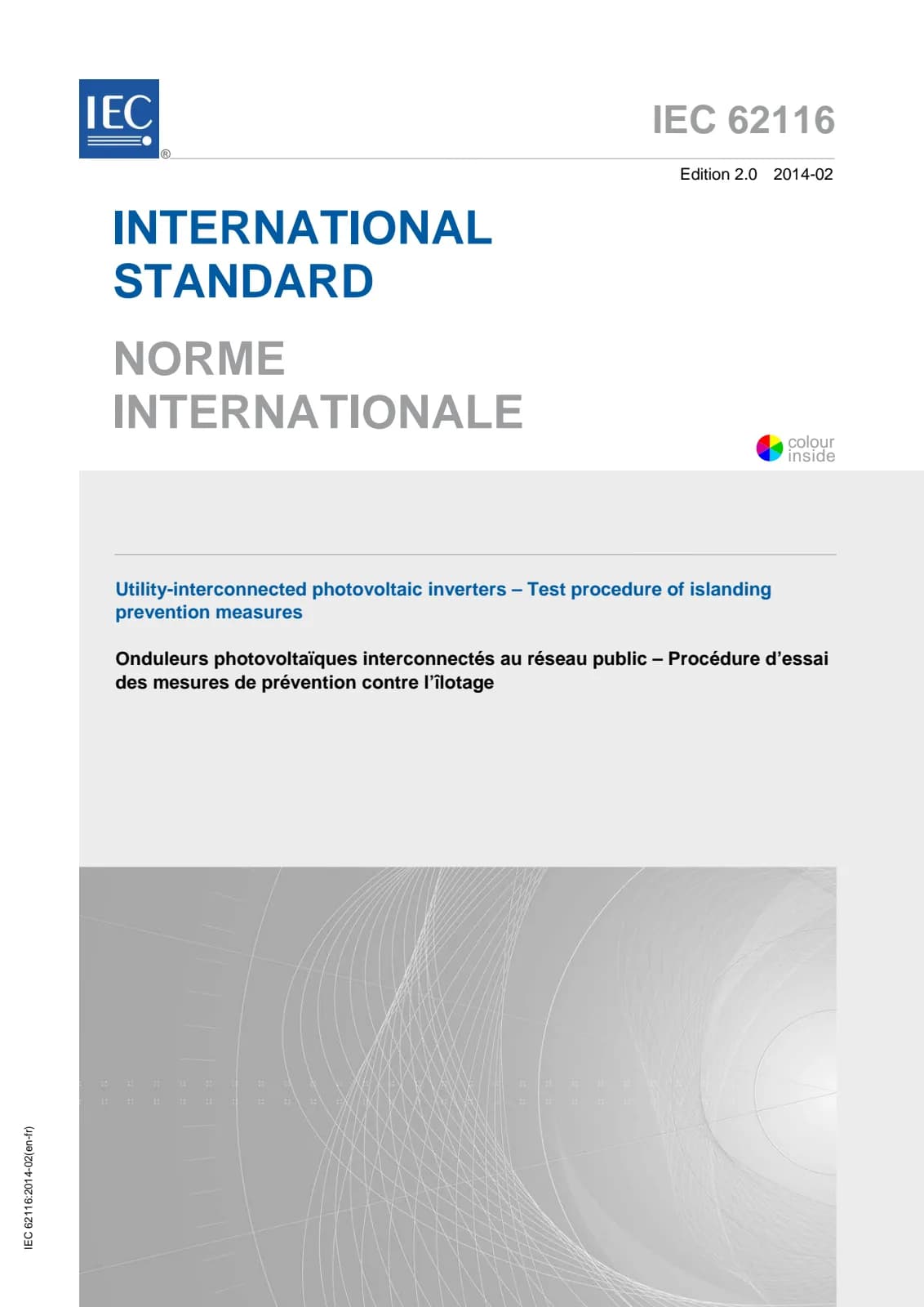Первая страница стандарта IEC 62116:2014
