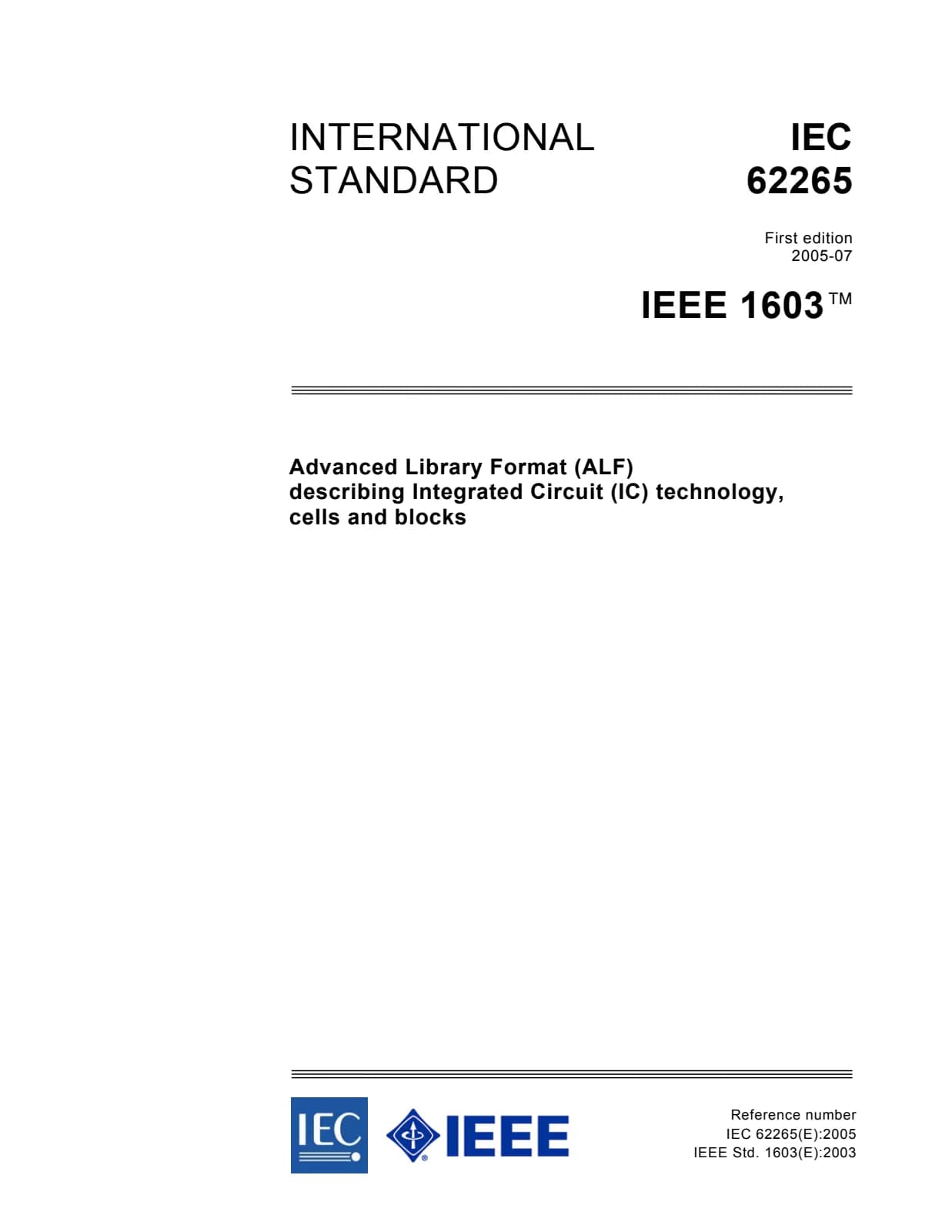 Первая страница стандарта IEC 62265:2005