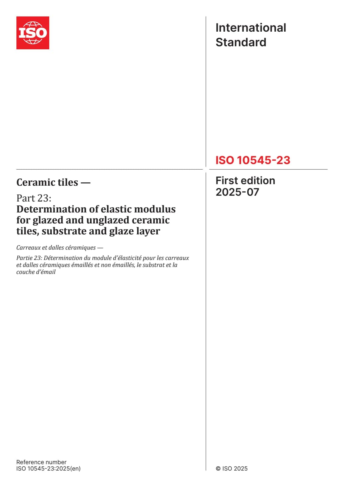 Первая страница стандарта ISO 10545-23:2025