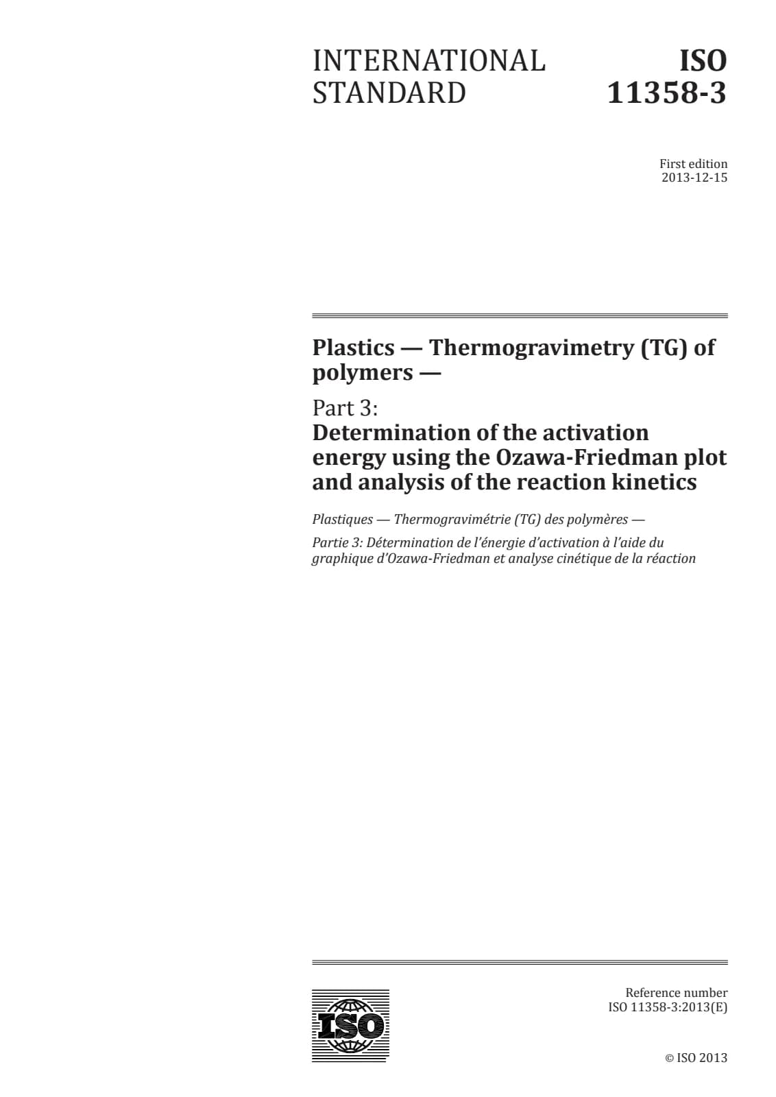 Первая страница стандарта ISO 11358-3:2013