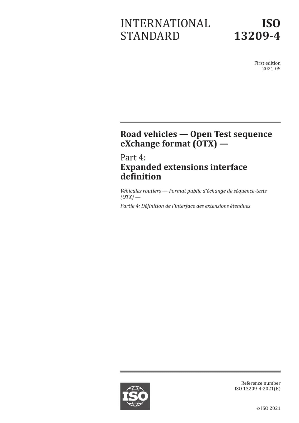 Первая страница стандарта ISO 13209-4:2021