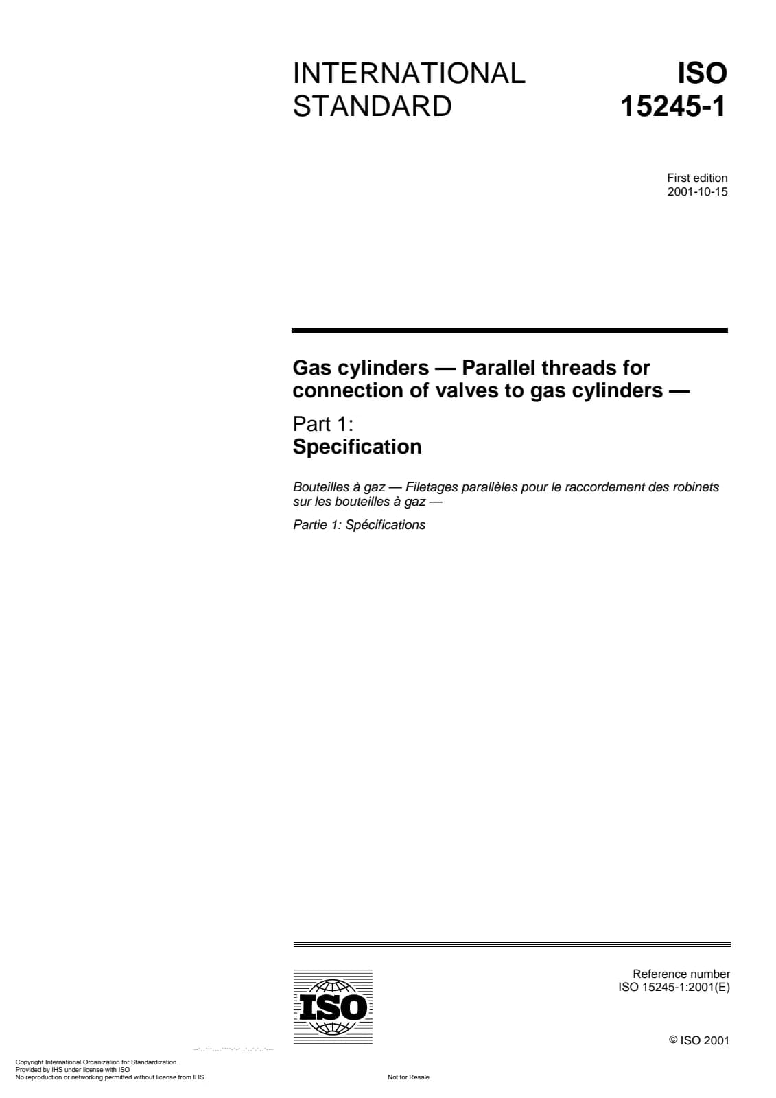 Первая страница стандарта ISO 15245-1:2001