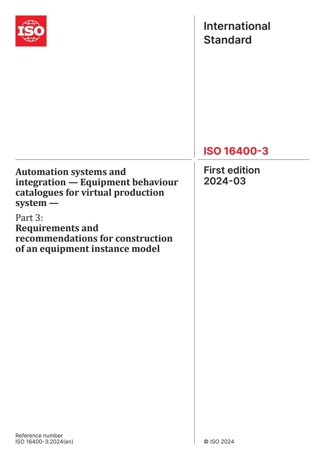 Первая страница стандарта ISO 16400-3:2024