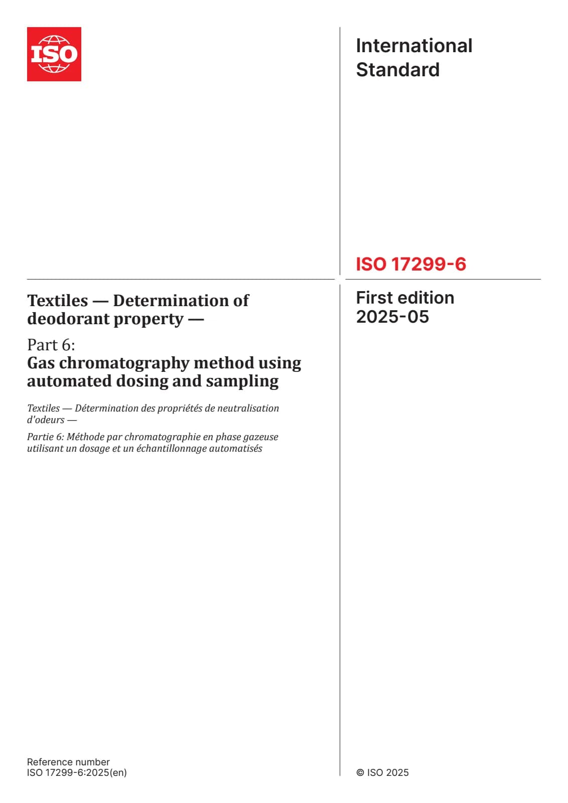 Первая страница стандарта ISO 17299-6:2025
