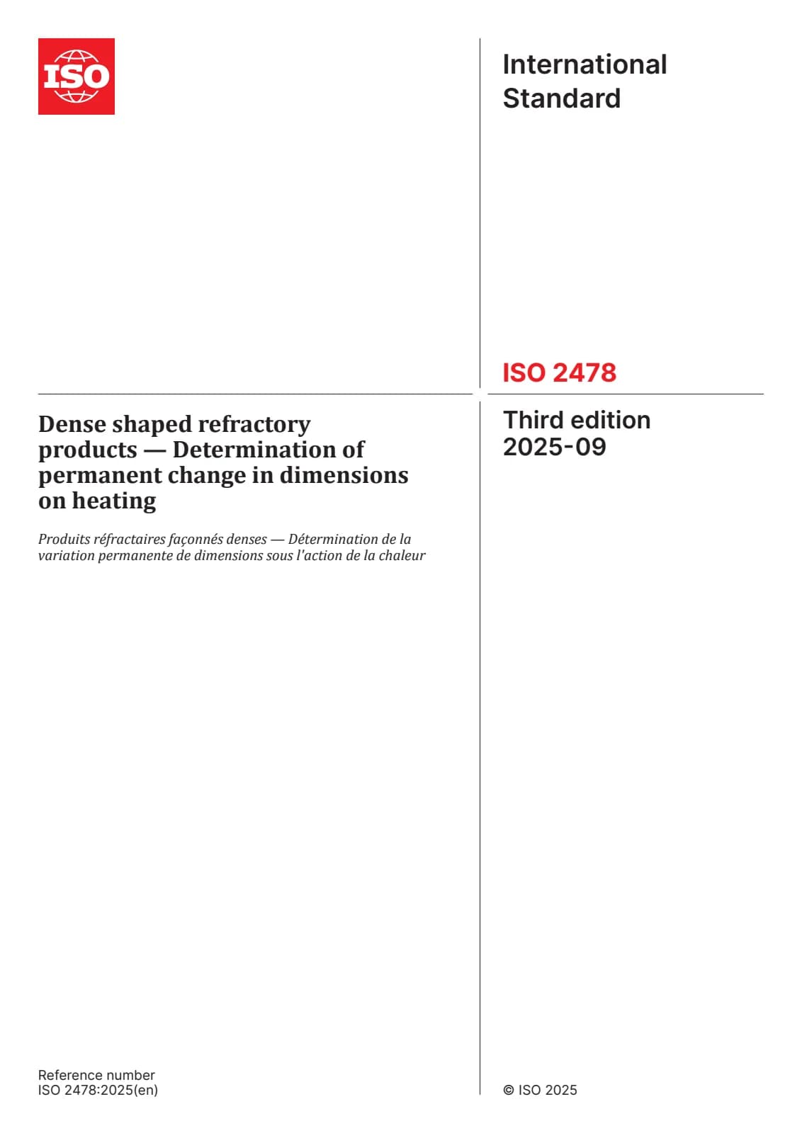 Первая страница стандарта ISO 2478:2025