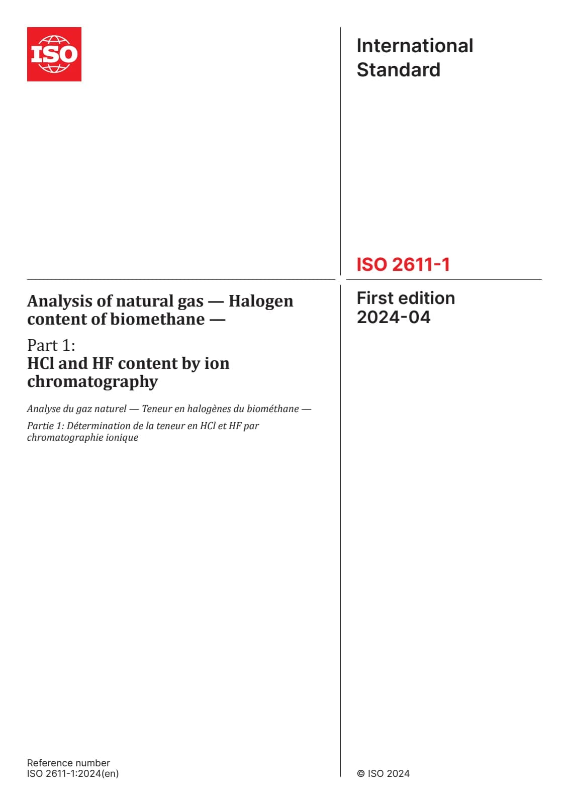 Первая страница стандарта ISO 2611-1:2024