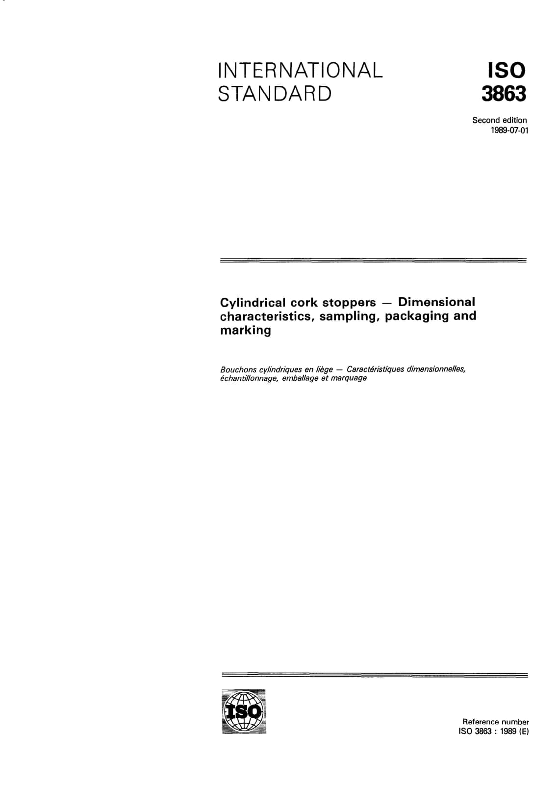 Первая страница стандарта ISO 3863:1989