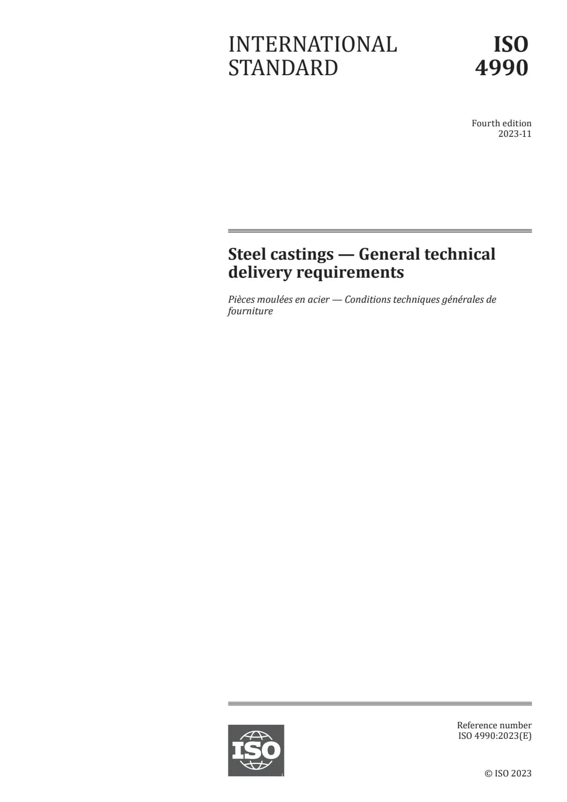 Первая страница стандарта ISO 4990:2023