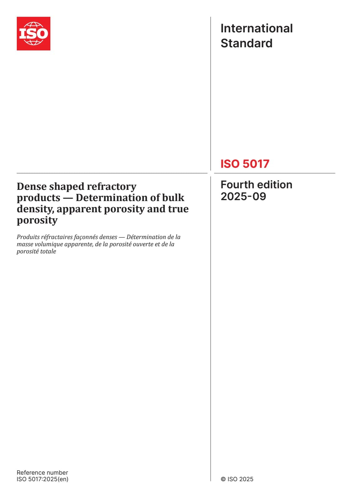 Первая страница стандарта ISO 5017:2025