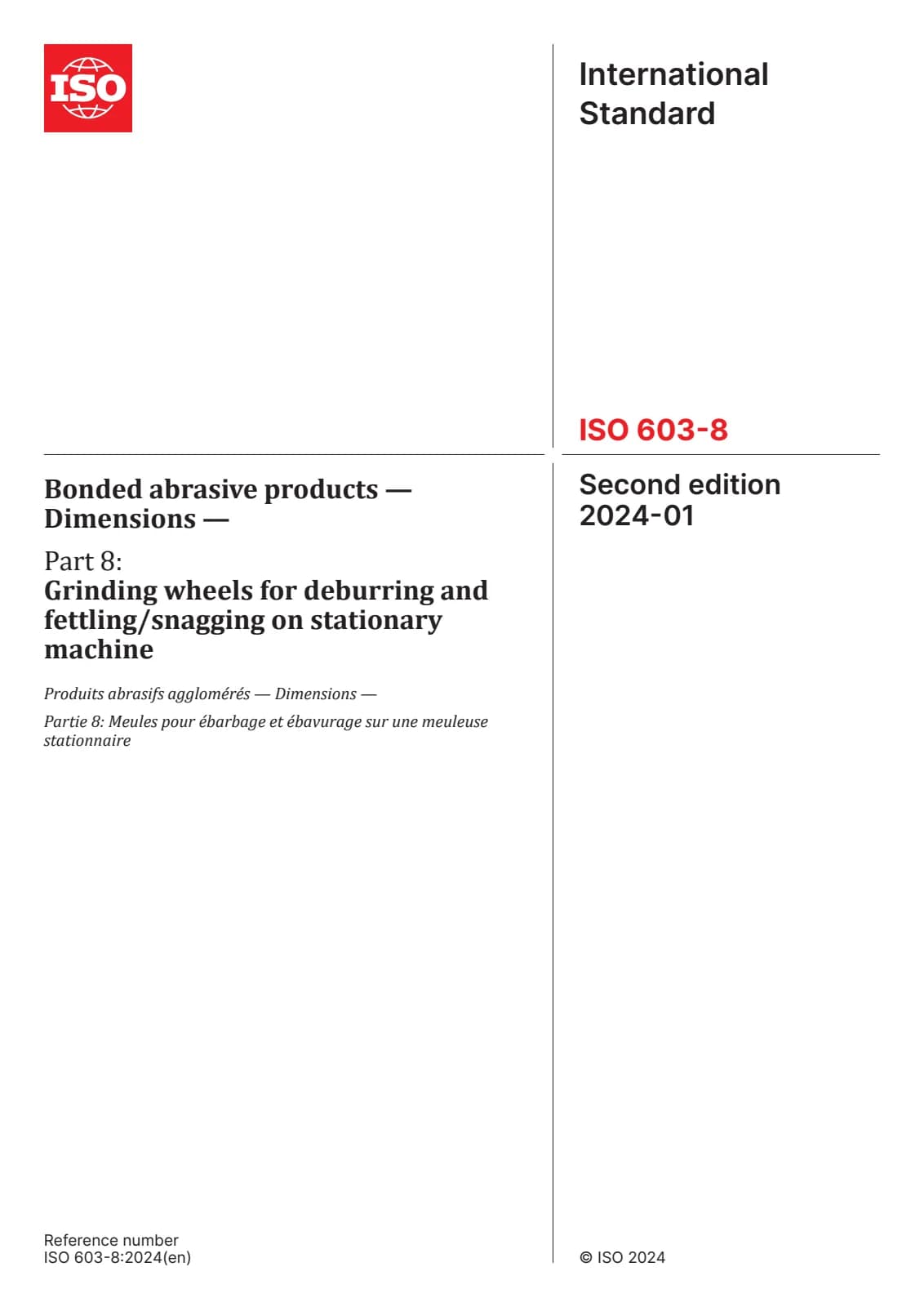 Первая страница стандарта ISO 603-8:2024