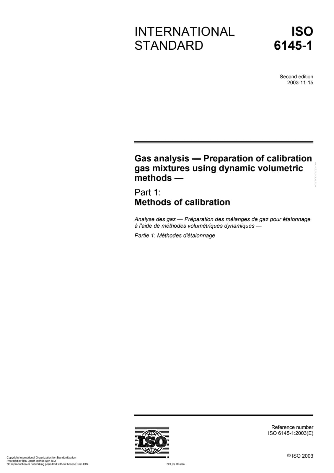 Первая страница стандарта ISO 6145-1:2003