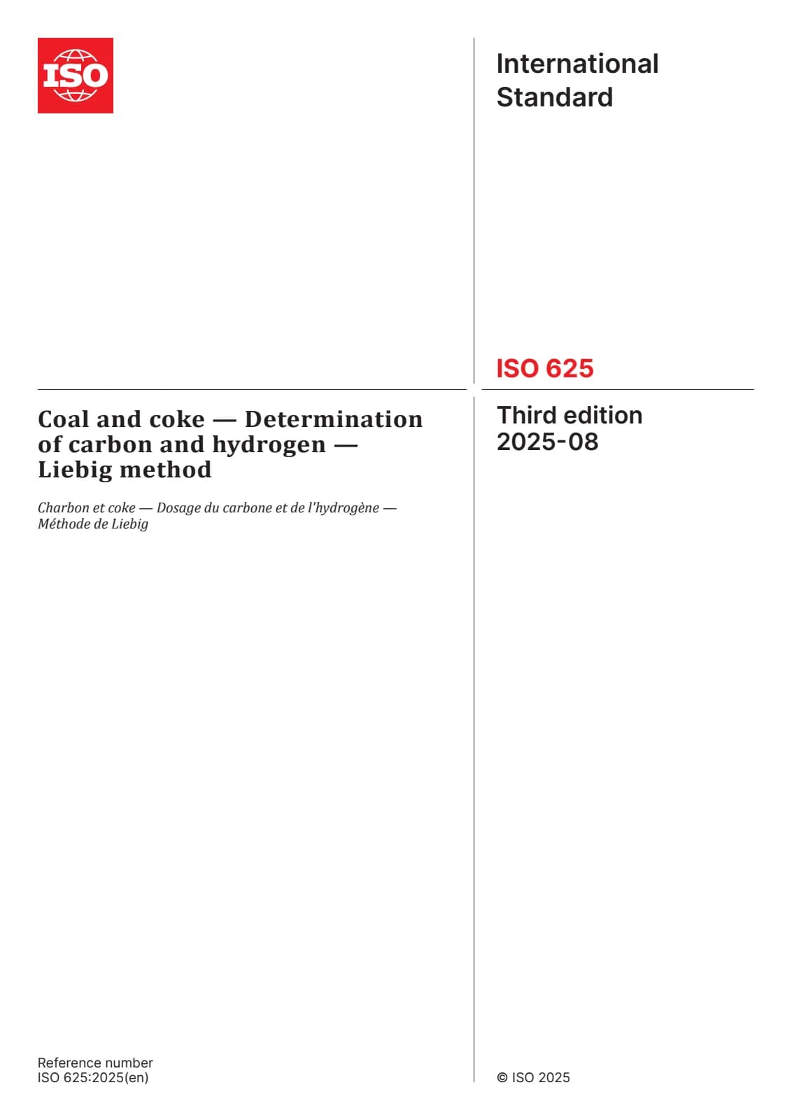 Первая страница стандарта ISO 625:2025