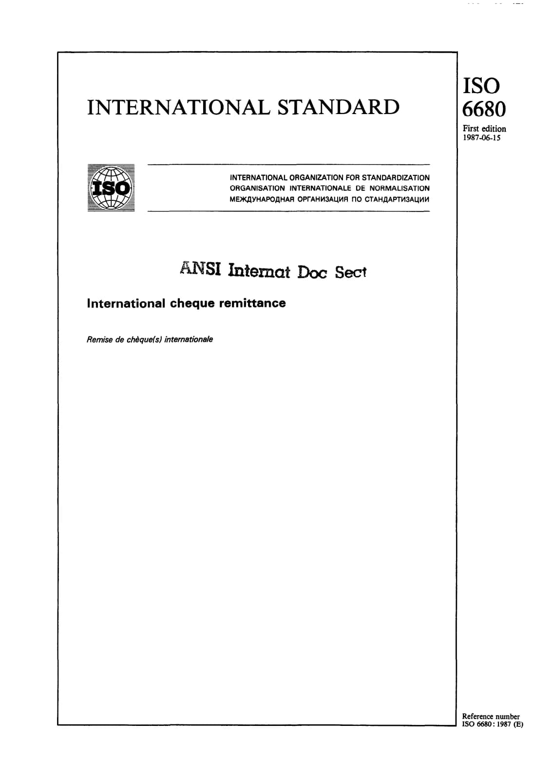 Первая страница стандарта ISO 6680:1987