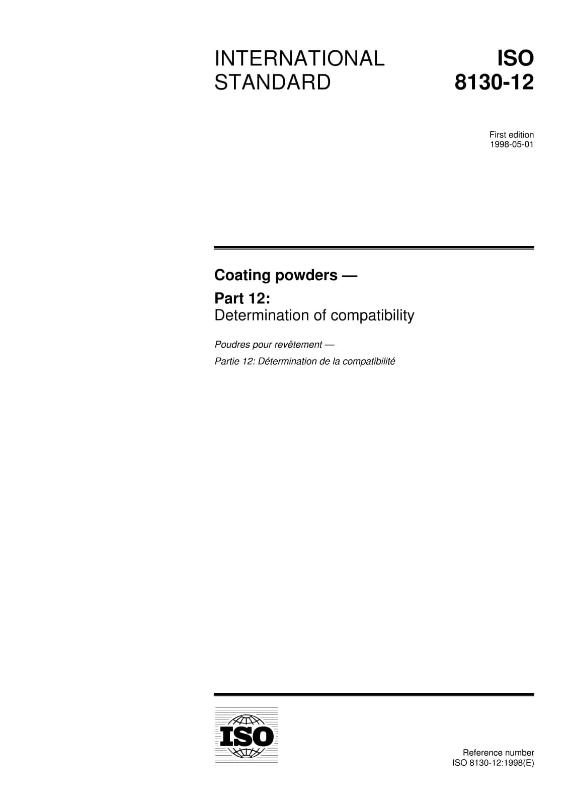 Первая страница стандарта ISO 8130-12:1998
