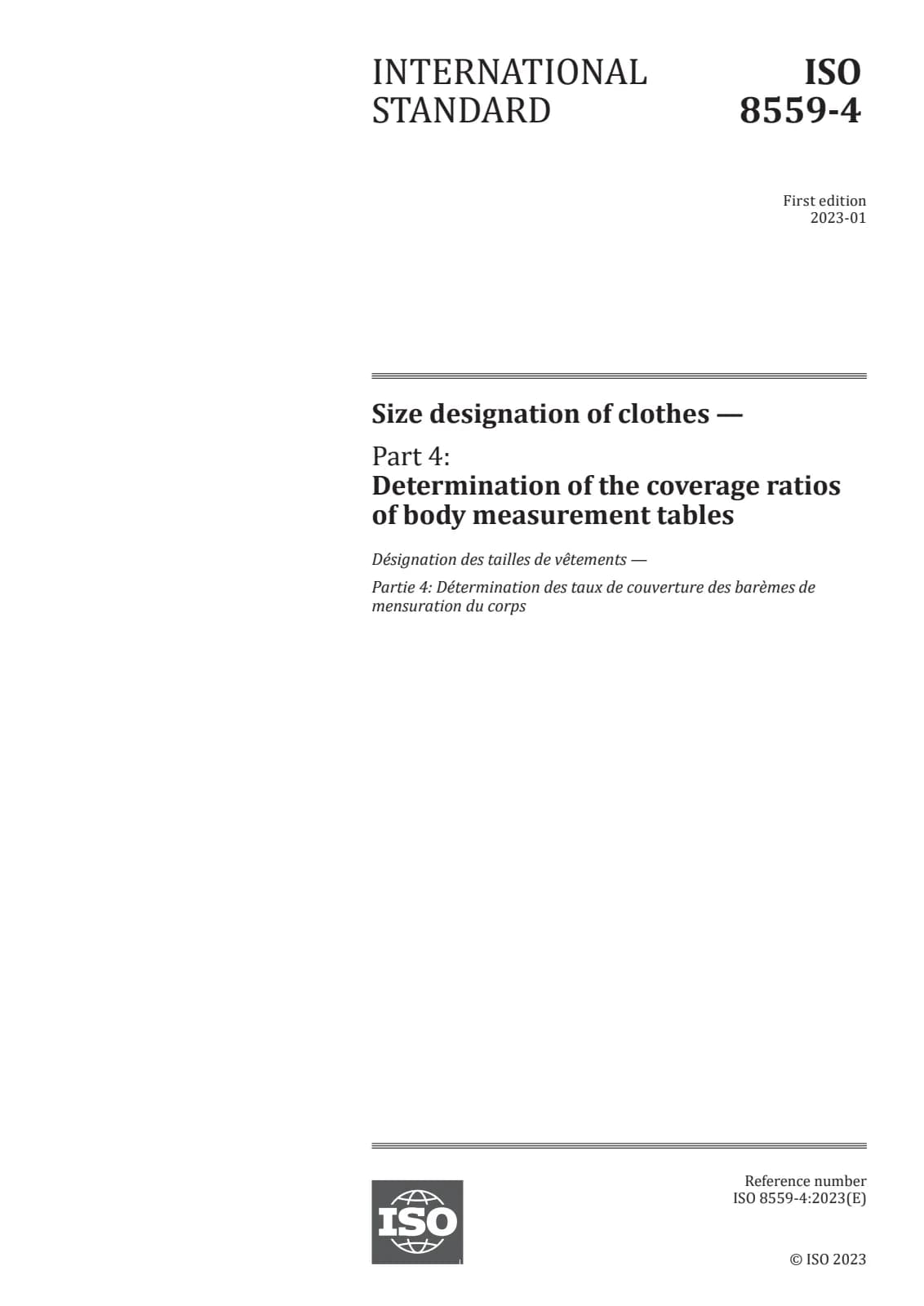 Первая страница стандарта ISO 8559-4:2023