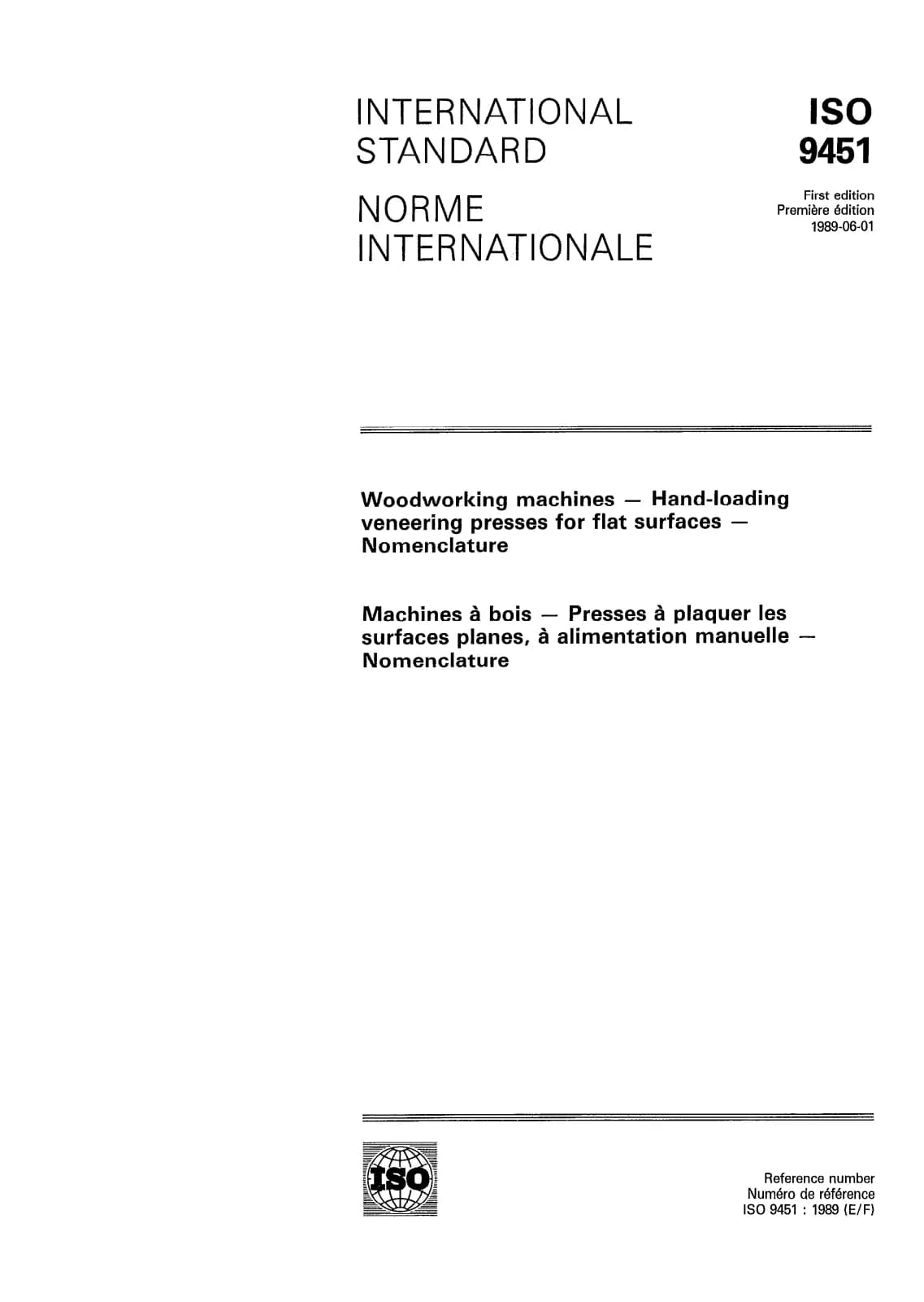 Первая страница стандарта ISO 9451:1989