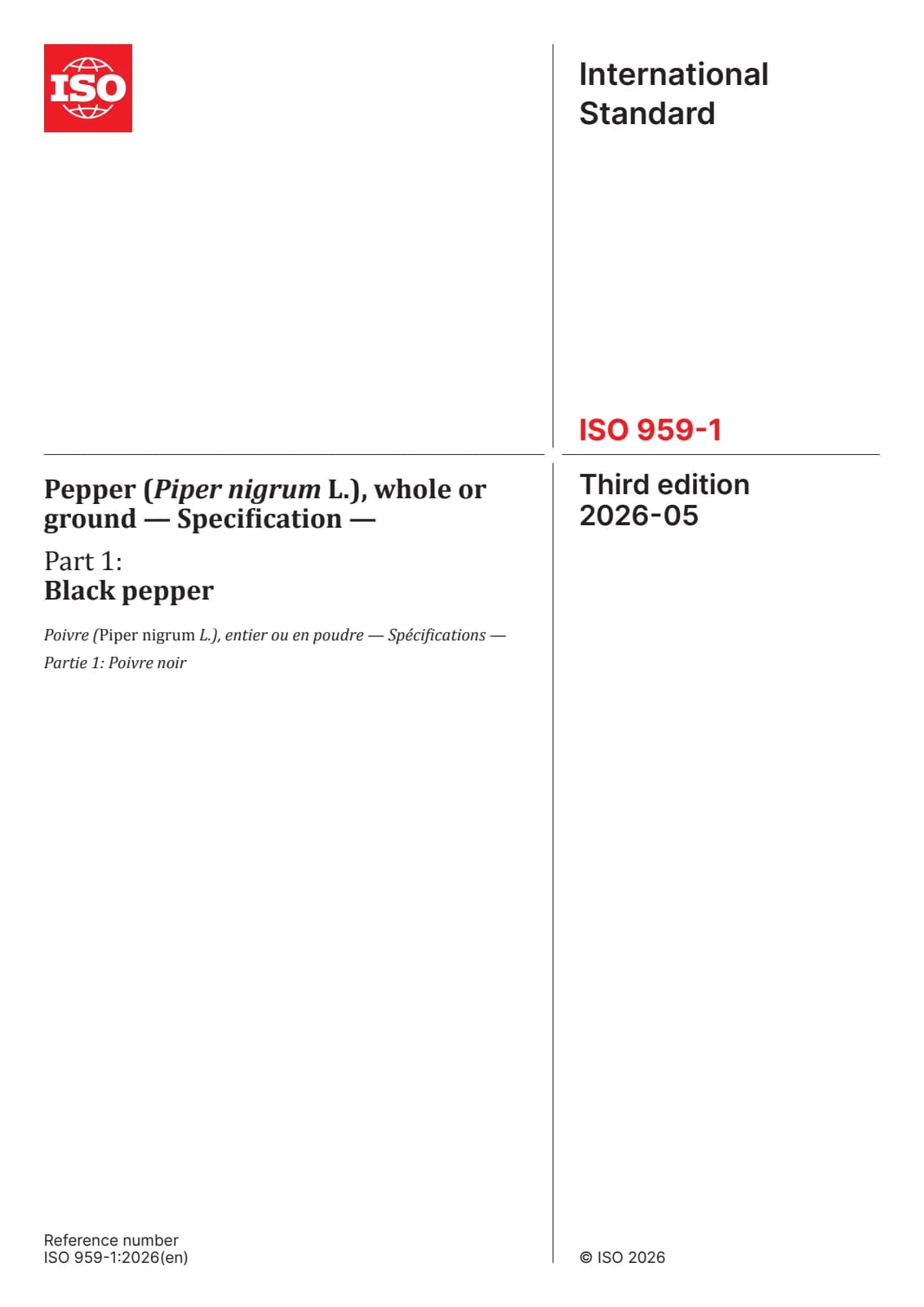 Первая страница стандарта ISO 959-1:2026