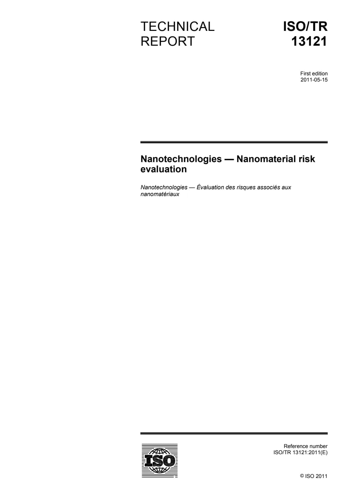 Первая страница стандарта ISO/TR 13121:2011