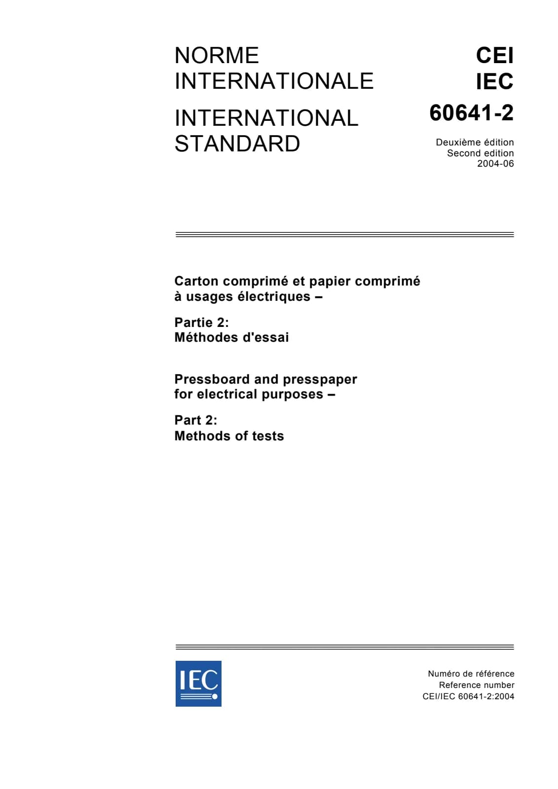 Первая страница стандарта IEC 60641-2:2004