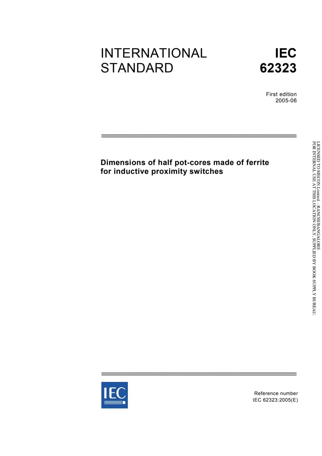 Первая страница стандарта IEC 62323:2005