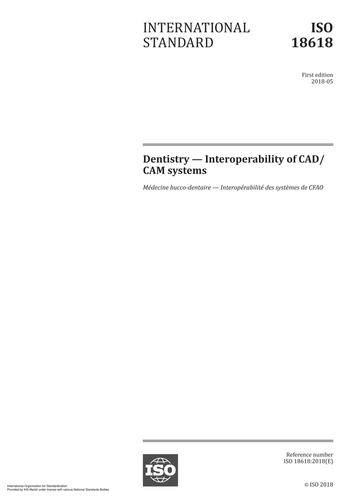 Первая страница стандарта ISO 18618:2018